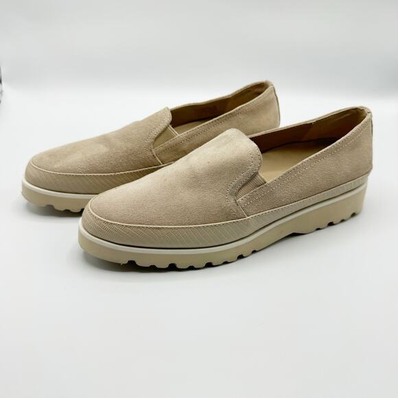 Donald J. Pliner Shoes - DONALD PLINER Conner Women Beige Nude Leather Suede Chunky Loafers Size 7